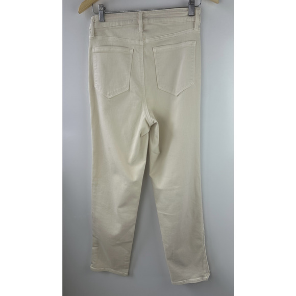 Athleta Sculpek Flex Straight Leg Ankle Jean High Rise Bone Yellow Cream Size 4 - Picture 10 of 15